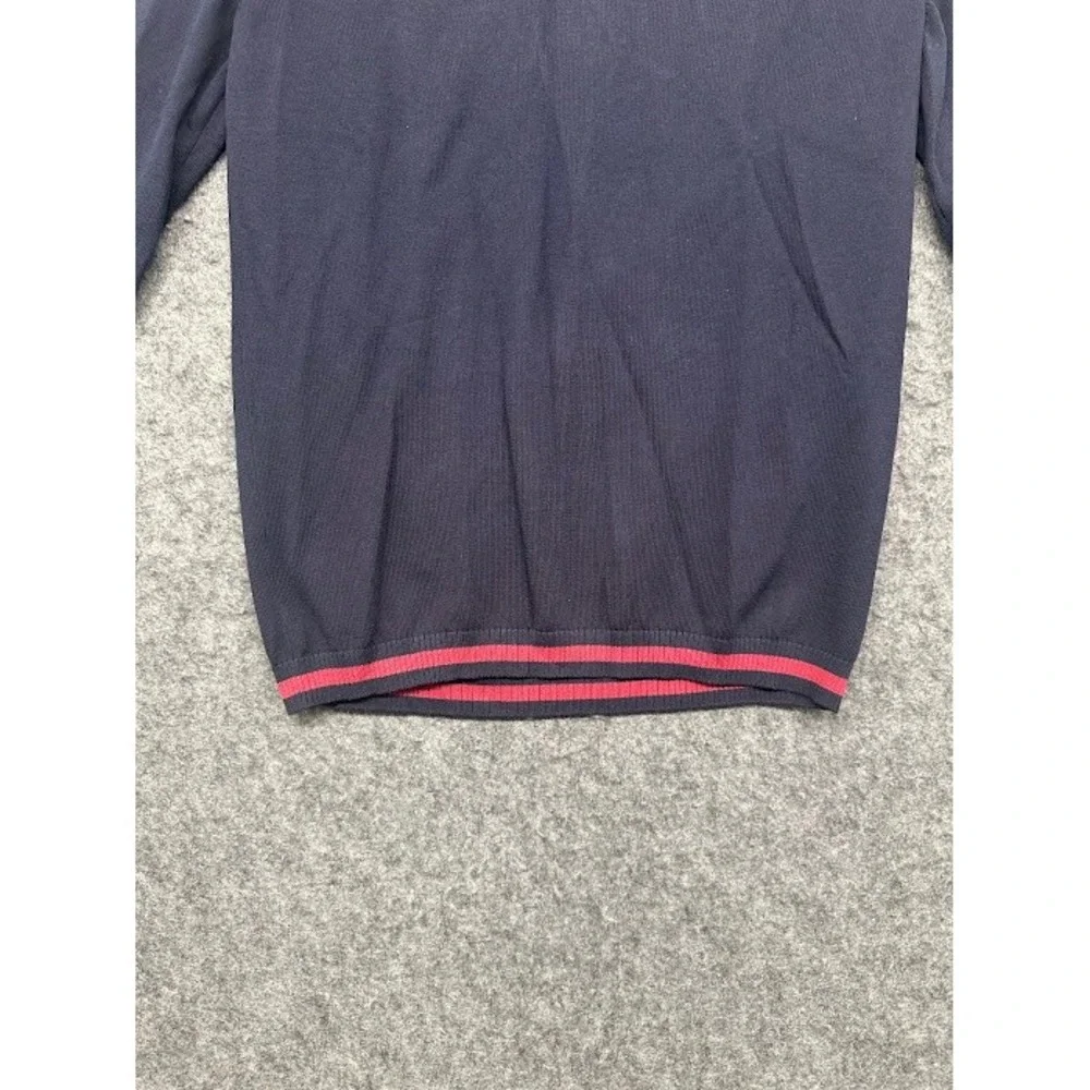 Neck, Sweater, Size S, Navy Blue, Red Trim, Cotton, Italy y NWT.
